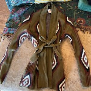 Olive Green Boho Women's Wrap Sweater